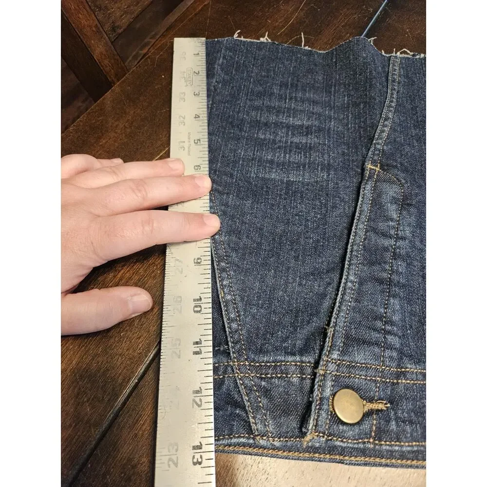 Garnet Hill Straight Faux Wrap Denim Skirt Womens Size 6 Cut Off